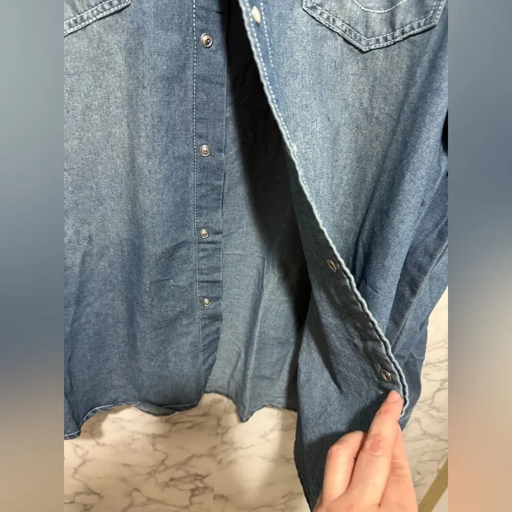 NWT True Religion Men’s Blue Denim Shirt 3XL